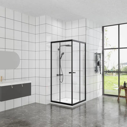 Douchecabine 90 x 90 x 190 cm - Zwart - Douchewand met Schuifdeur - Luxurysanitair