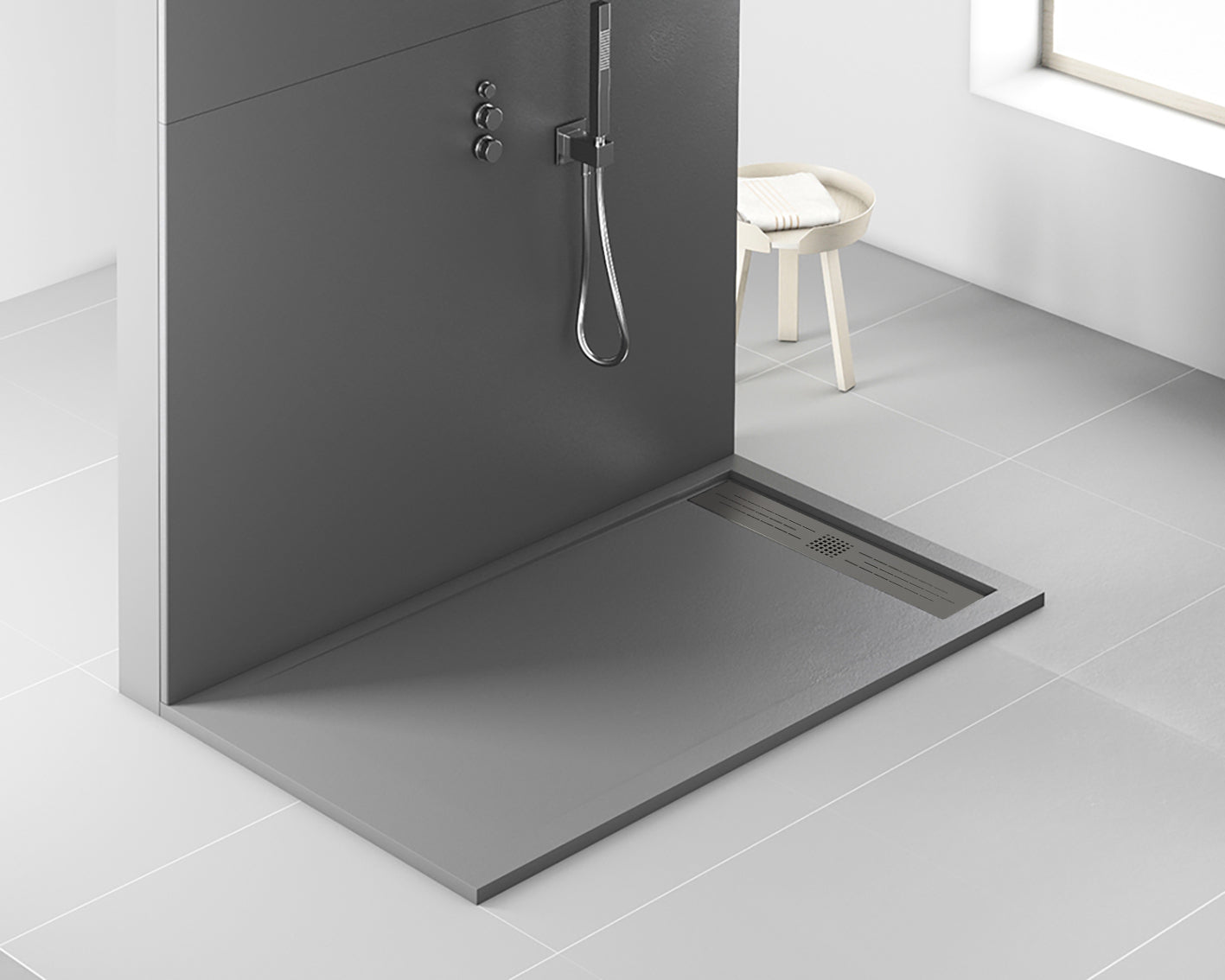 ALONI ELITE DOUCHEBAK - COMPOSIET - 120X80X3CM - MAT GRIJS