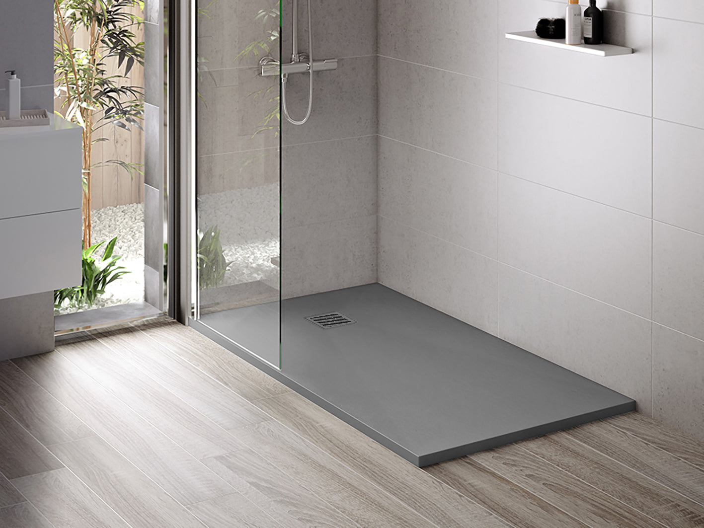 ALONI MADISON DOUCHEBAK - COMPOSIET - 100X100X3CM - MAT GRIJS