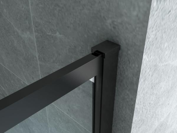 ALONI INLOOPDOUCHE MET RASTER DECOR - 1000 X 2000MM - MAT ZWART - HELDER GLAS