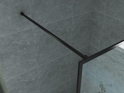 ALONI INLOOPDOUCHE MET RASTER DECOR - 900 X 2000MM - MAT ZWART - HELDER GLAS