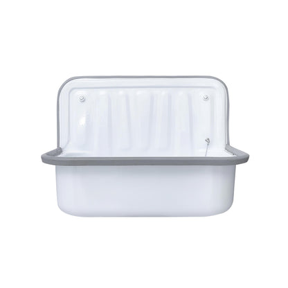 Uitgietbak Met Stootbuffer Met Afvoerstop en Ketting Plaatstaal 37x50,5x33cm Glanzend Wit - Luxurysanitair