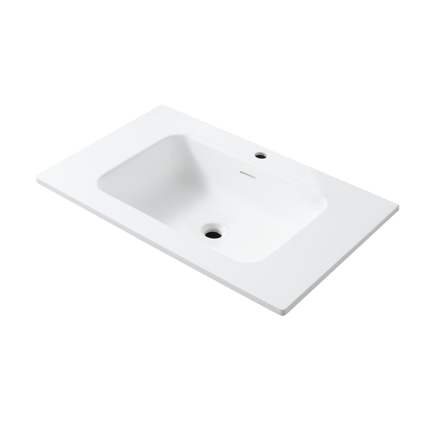 WONDA SQUARE SLIM WASTAFEL - 1 WASBAK - MET OVERLOOP - 1 KRAANGAT - KUNSTMARMER - 80X1,6X52,5 CM - MAT WIT